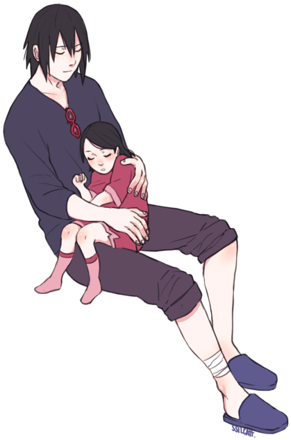 Download Image - Sasuke Dan Sarada Kawaii Clipart (500x676), Png Download