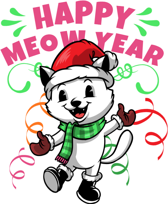 Happy Meow Year - Cartoon Clipart (600x730), Png Download