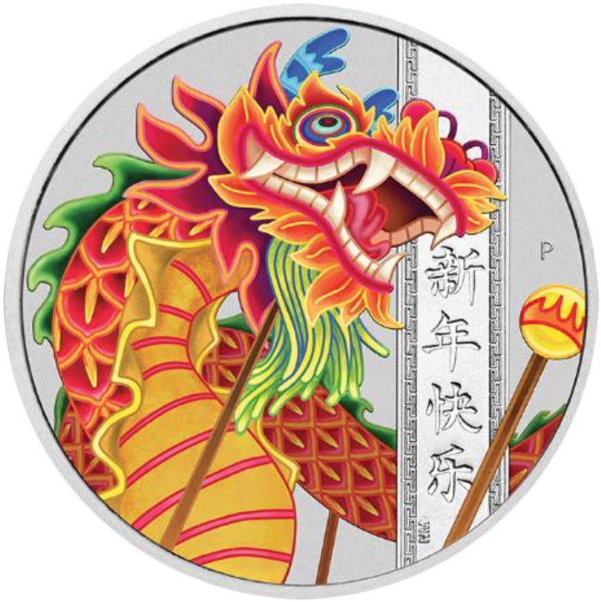 2019 Australian Chinese New Year 1oz Silver Coin - Chinese New Year 2019 Dragon Clipart (866x867), Png Download