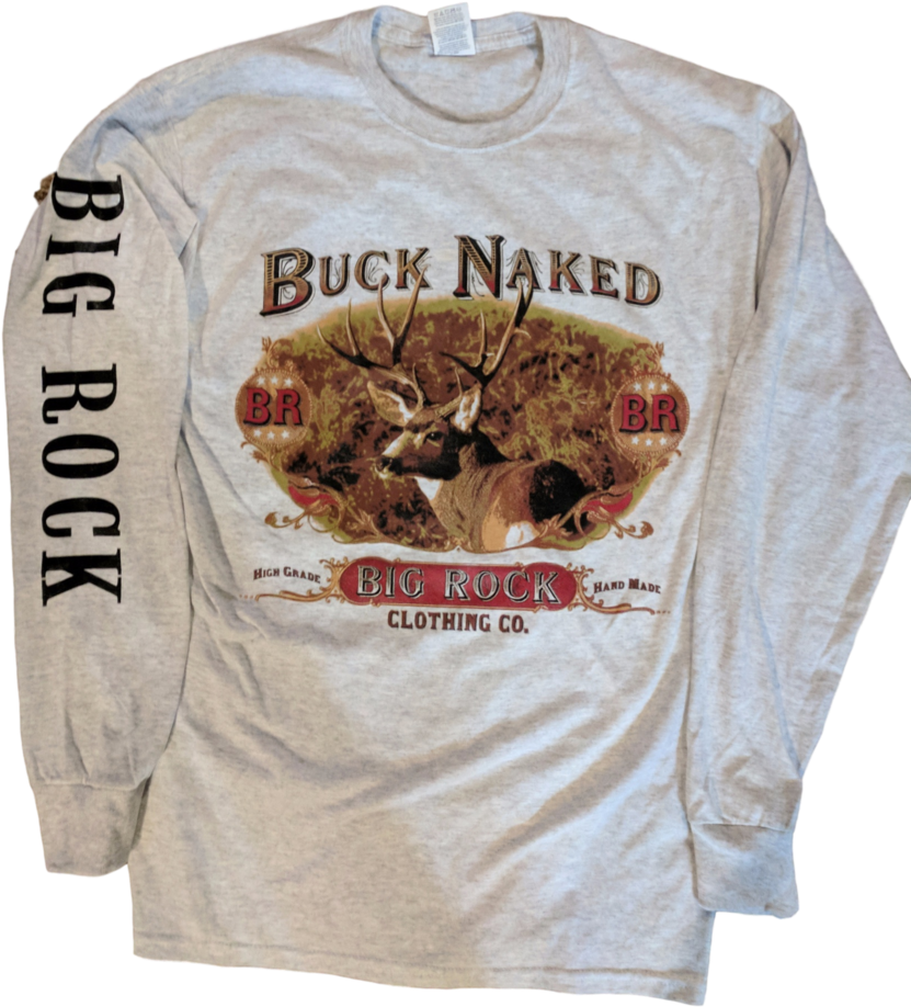 Long Sleeve Buck Naked - Long-sleeved T-shirt Clipart (901x1200), Png Download