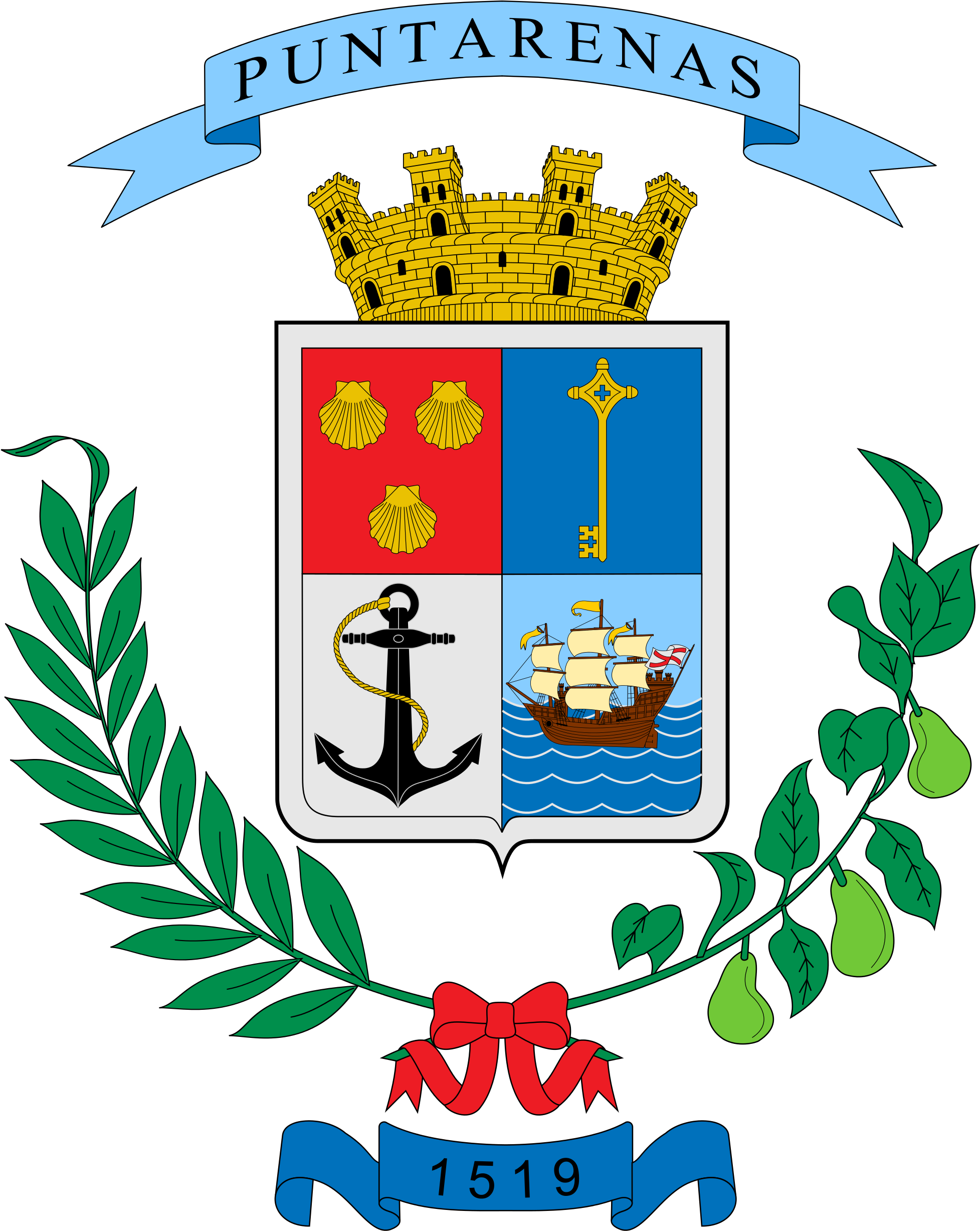 Provincia De Puntarenas Puntarenas, El Canton, Costa - Escudo De Heredia Costa Rica Clipart (1955x2454), Png Download