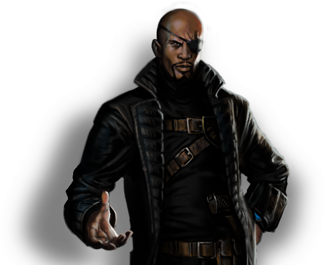 Nick Fury Png Download Image - Leather Jacket Clipart (653x533), Png Download