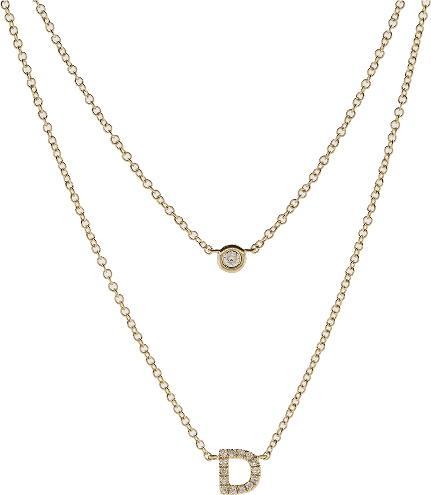 Diamond Initial D Choker Necklace - Pendant Clipart (960x1223), Png Download