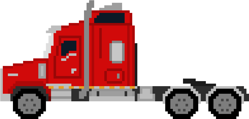 Kenworth Semi Red - Semi Truck Pixel Art Clipart (1030x530), Png Download