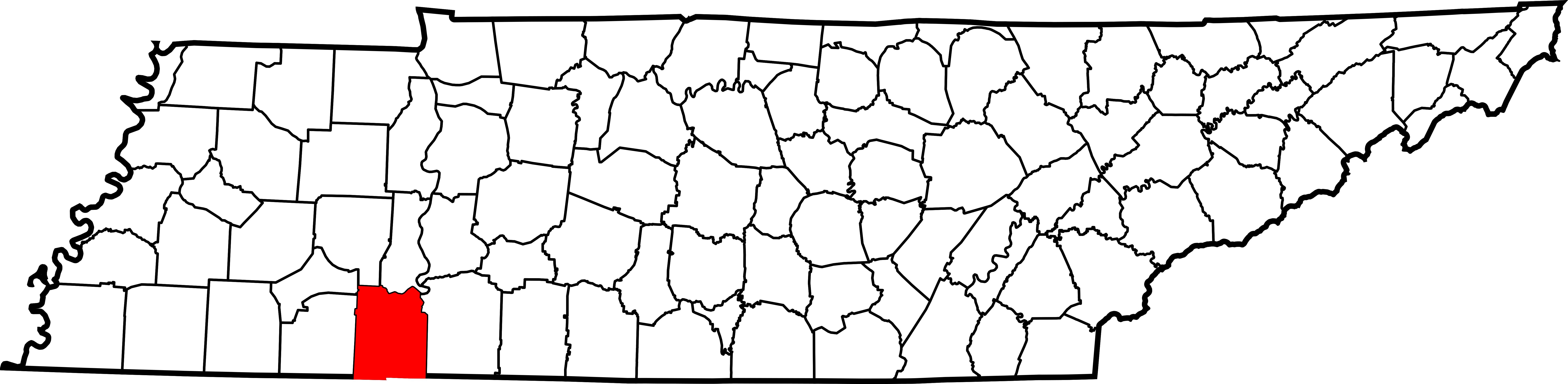 Map Of Tennessee Highlighting Hardin County - Fayette County Tennessee Clipart (7814x1916), Png Download