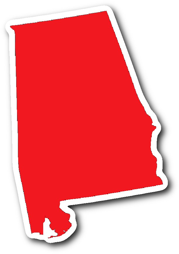 Alabama State Shape Sticker Red Clipart (1064x1064), Png Download