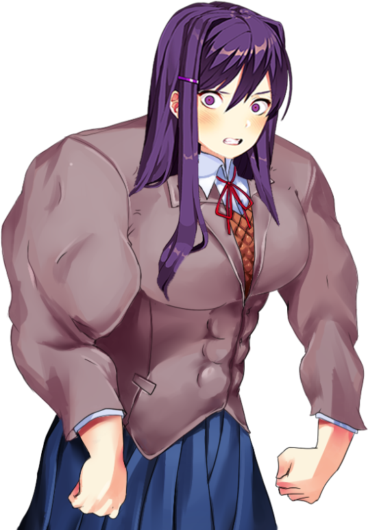 Doki Doki Literature Club Buff , Png Download - Doki Doki Literature Club Yuri Clipart (537x774), Png Download