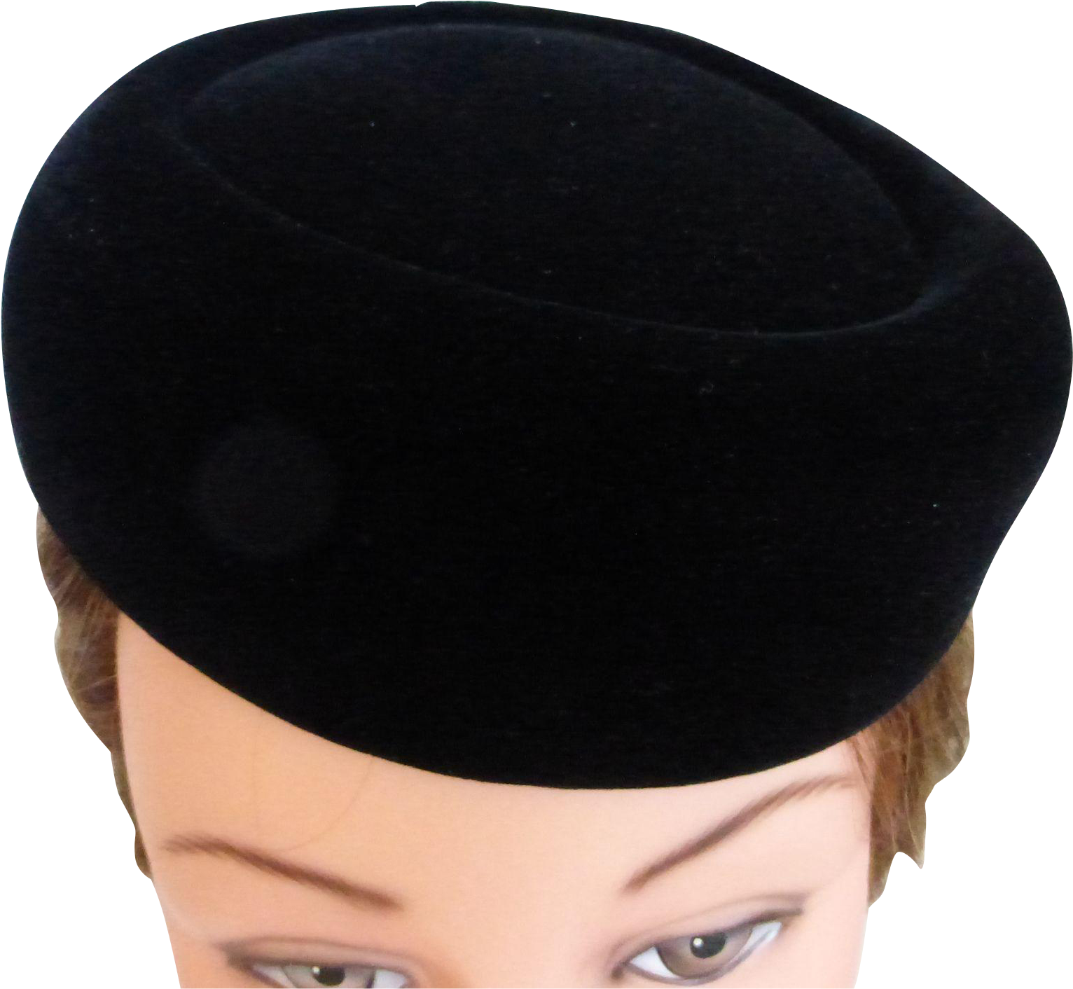 1960's Black Velvet Pillbox Hat By Mr - Headpiece Clipart (1531x1531), Png Download