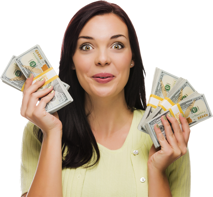 Woman Holding Money Png - Woman Holding Money Transparent Background Clipart (745x690), Png Download