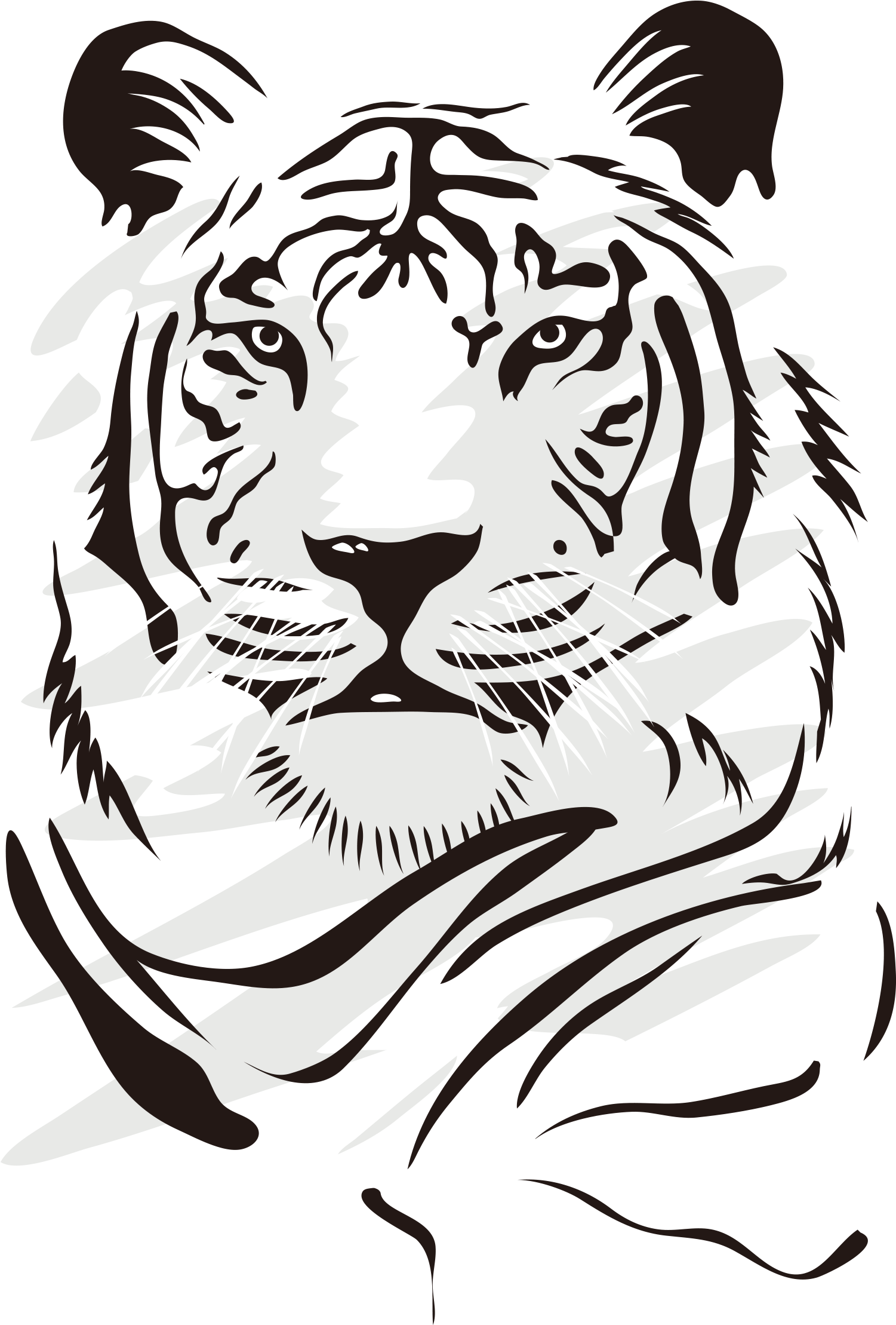 Tiger Euclidean Domineering Vector Png File Hd - Abstract Animal Line Drawings Clipart (1550x2276), Png Download