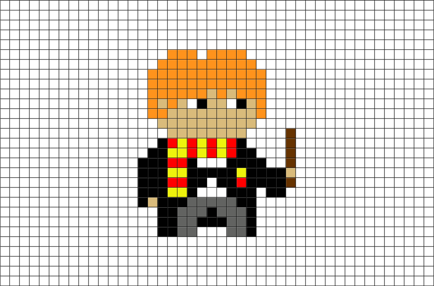Ronald Bilius "ron" Weasley Was A Pure-blood Wizard, - Pixel Art Harry Potter Ron Clipart (880x581), Png Download
