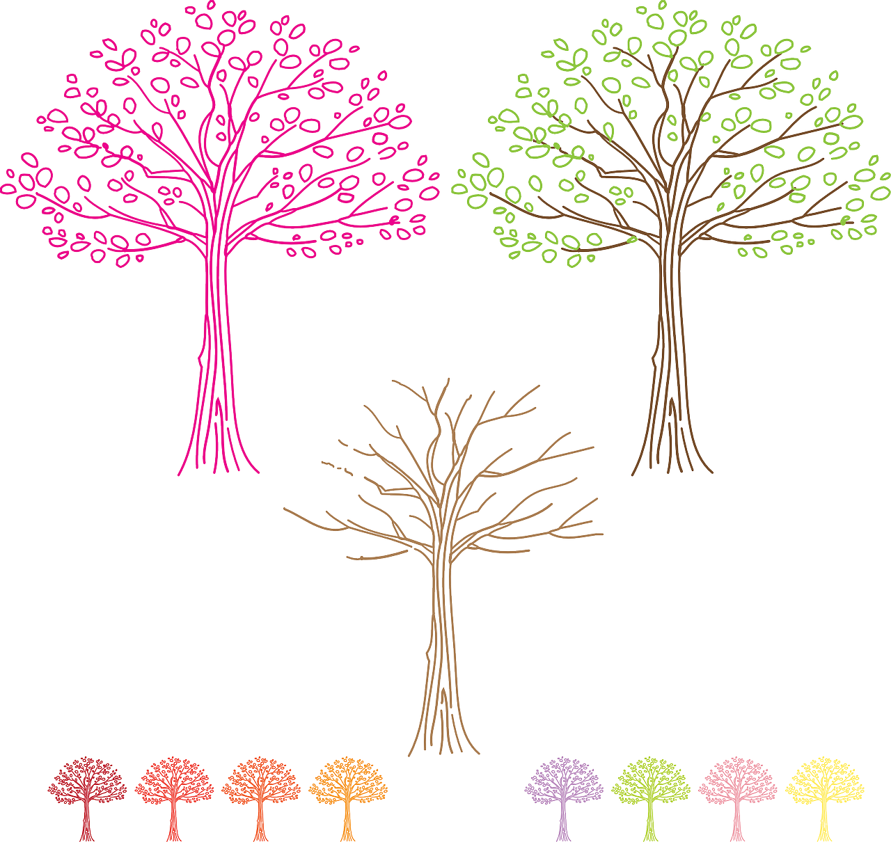Drawn Tree Clipart (1280x1210), Png Download