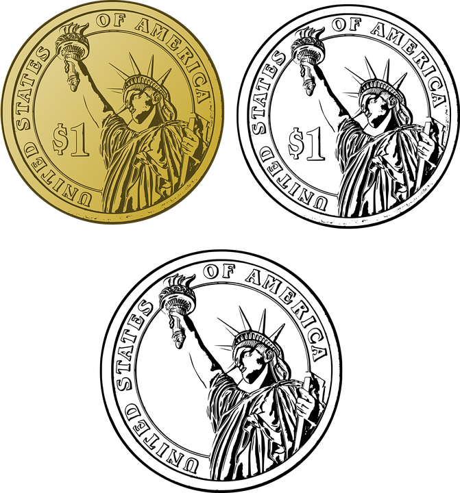 Dollar Coin Money Liberty America Seal Statue - Indian Vs Us Economy Clipart (671x720), Png Download