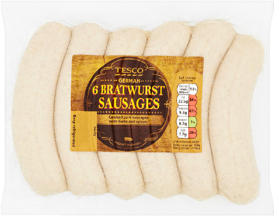 Tesco Bratwurst 540 G 1 Pc - Corn Tortilla Clipart (560x560), Png Download
