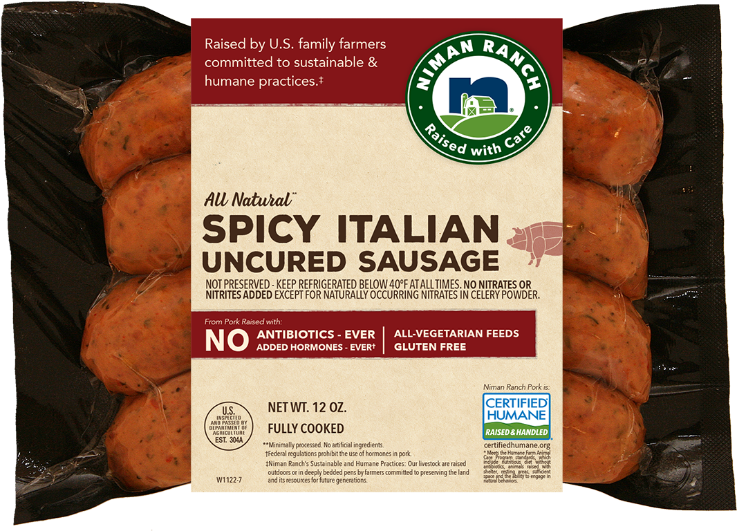 Spicy Italian Sausage - Niman Ranch Niman Ranch Pepper Salami Clipart (1200x800), Png Download