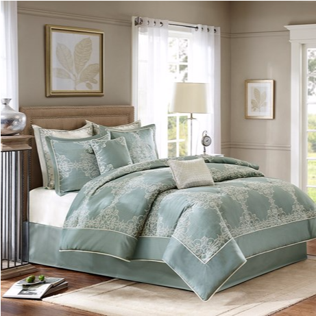 Comforter Sets King Blue Green Clipart (575x460), Png Download