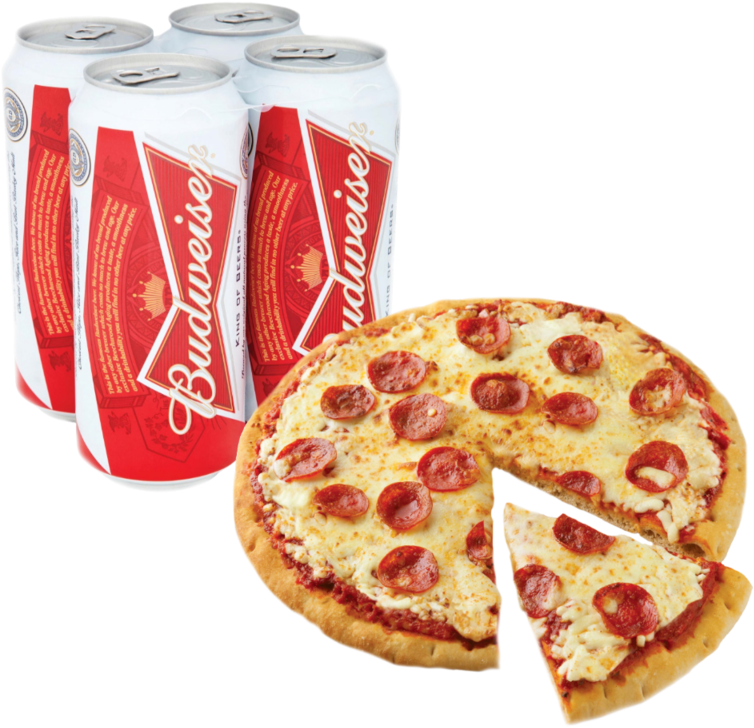 Classic Pizza & Budweiser 4 Can Pack - Budweiser Can Uk Clipart (800x800), Png Download