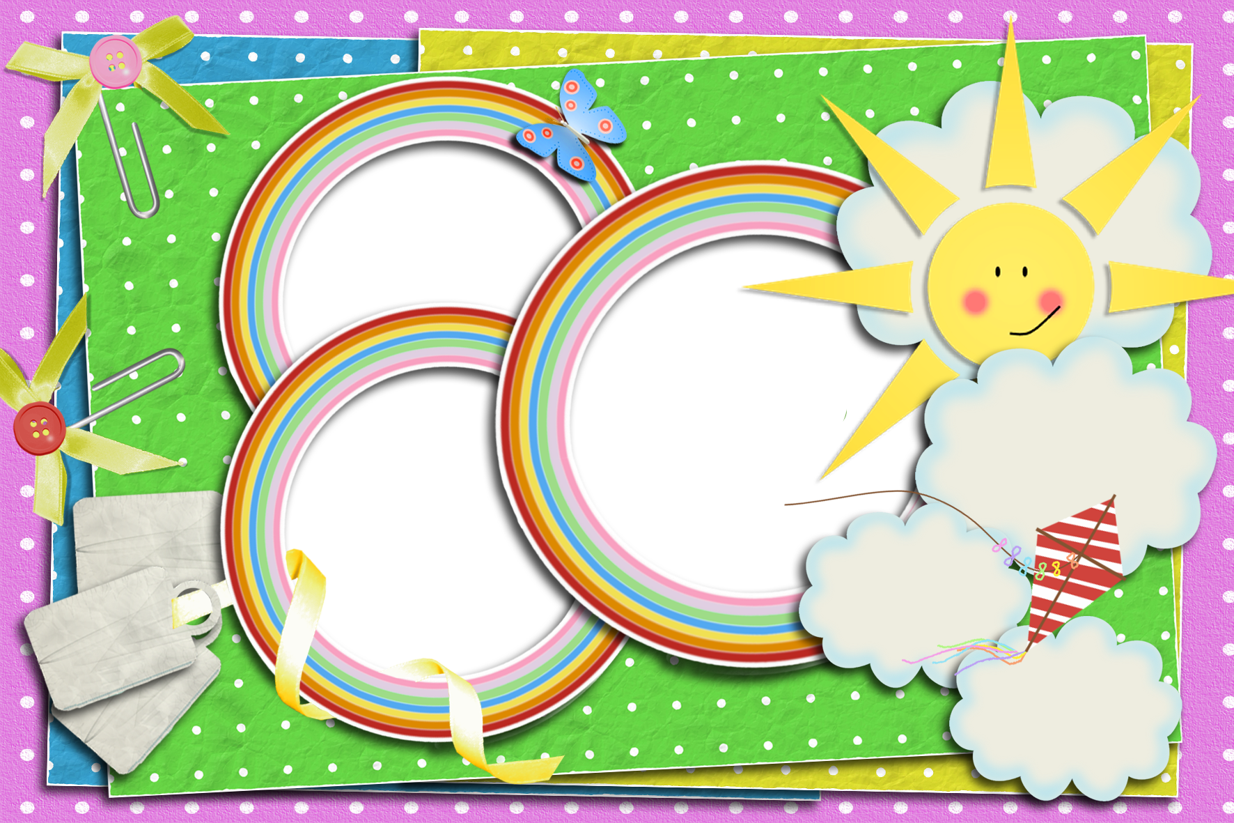 Rainbow Frame Photo Download - Детские Рамки Коллаж Clipart (1772x1181), Png Download