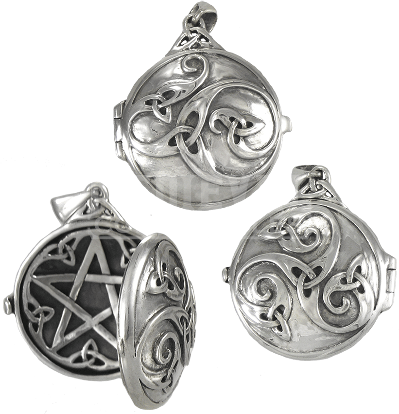 Silver Celtic Swirl Locket With Hidden Pentacle - Locket Clipart (850x850), Png Download