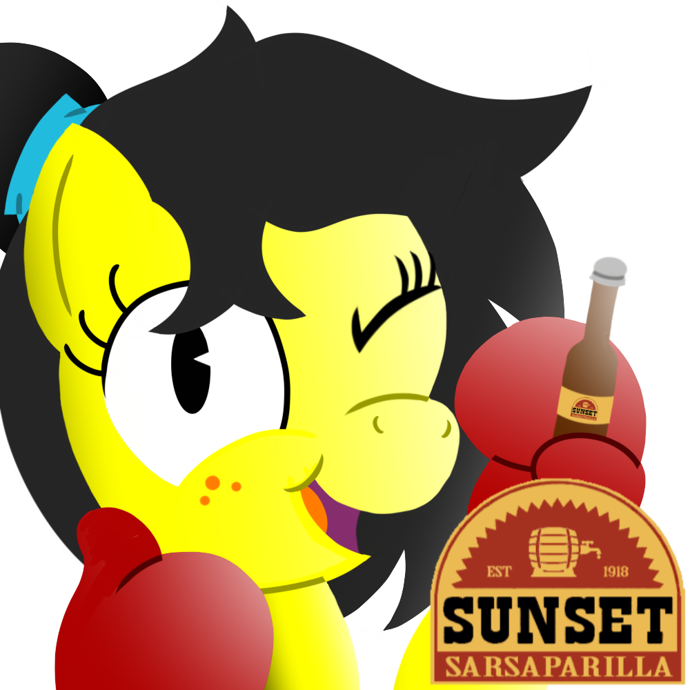 Bottle, Boxing Gloves, Earth Pony, Fallout, Freckles, - Sunset Sarsaparilla Clipart (1000x1000), Png Download