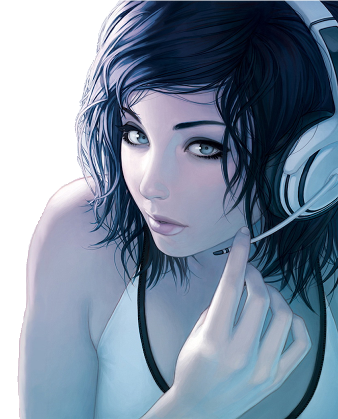 Headphones - Anime Girl With Headphones Clipart (1024x819), Png Download
