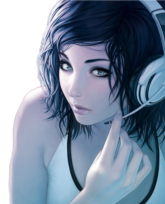 Headphones - Anime Girl With Headphones Clipart - Large Size Png Image ...