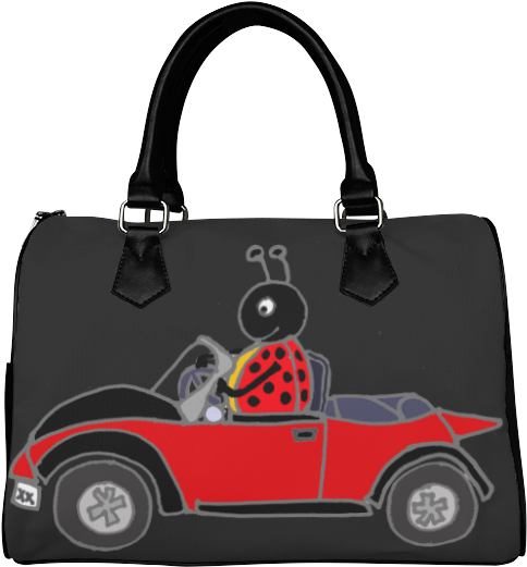 Funny Ladybug Driving Red Convertible Car Boston Handbag - Handbag Clipart (800x800), Png Download