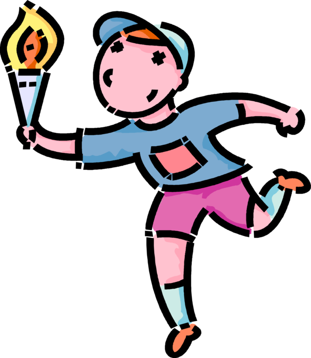 Vector Illustration Of Primary Or Elementary School - Antorcha Olimpica Con Niño Clipart (607x700), Png Download