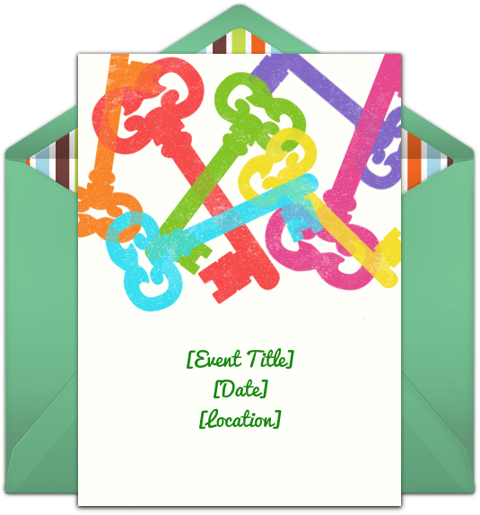 Customizable House Keys Online Invitations - Greeting Card Clipart (650x650), Png Download