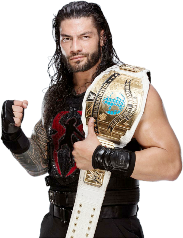 Roman Reigns Ic Champion 2017 By Lunaticdesigner - Roman Reigns Photo 2017 Clipart (800x997), Png Download