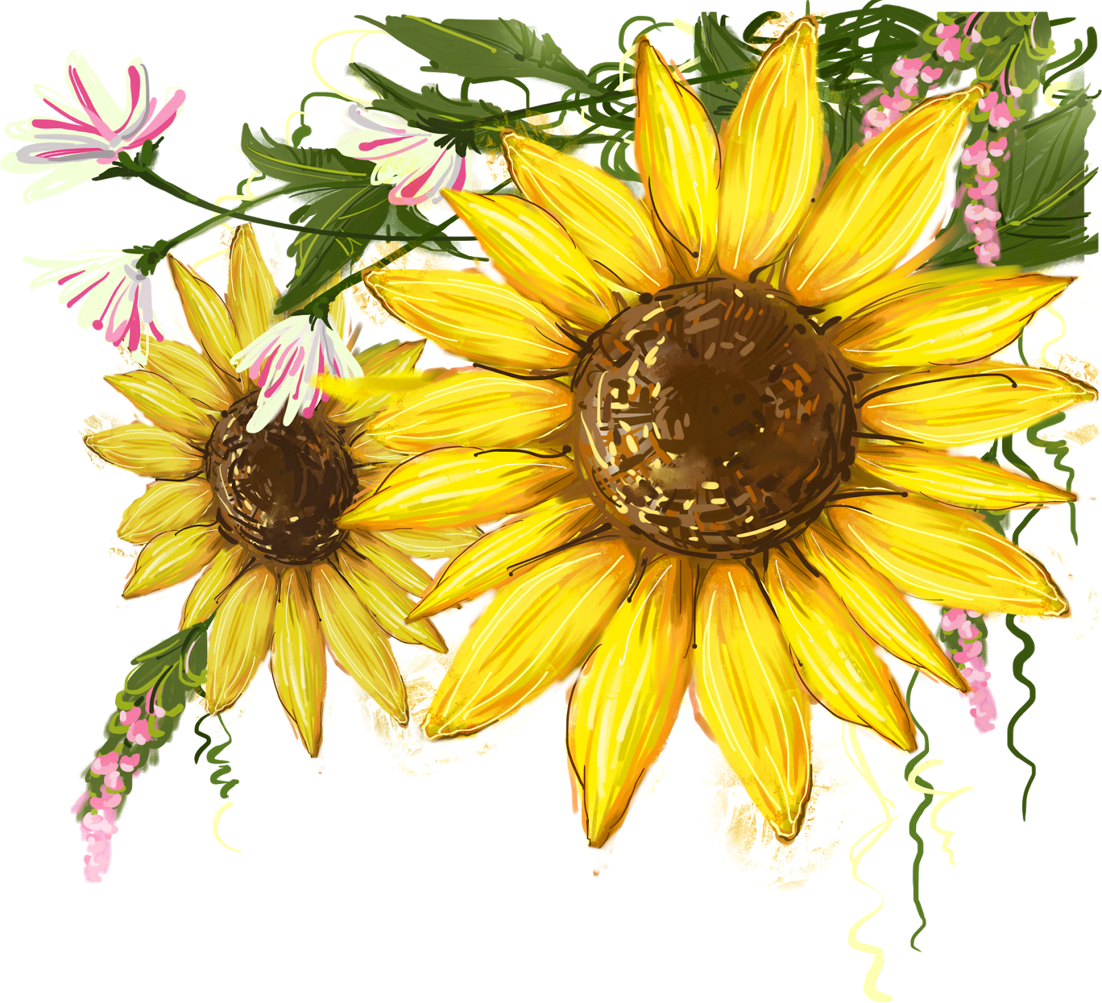 Common Sunflower Clip Art Image Watercolor - Sunflower Design Fabric Painting - Png Download (1600x1457), Png Download