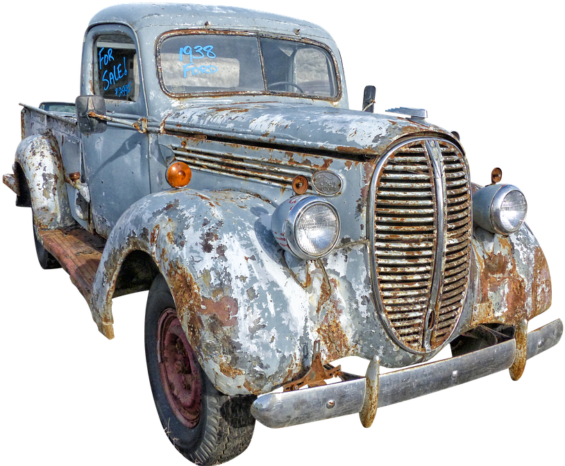 Old Car Isolated Rusted Oldtimer Usa Scrap Broken - Antique Car Clipart (960x720), Png Download
