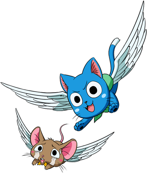Happy The Cat And A Mouse Preview - Fairy Tail Wall Stickers Clipart (581x680), Png Download