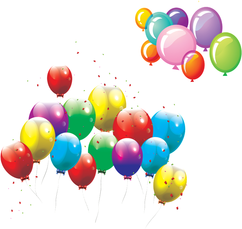 This Graphics Is Cartoon Multicolored Balloons Decorative - Balloons Birthday Png Clipart (773x730), Png Download