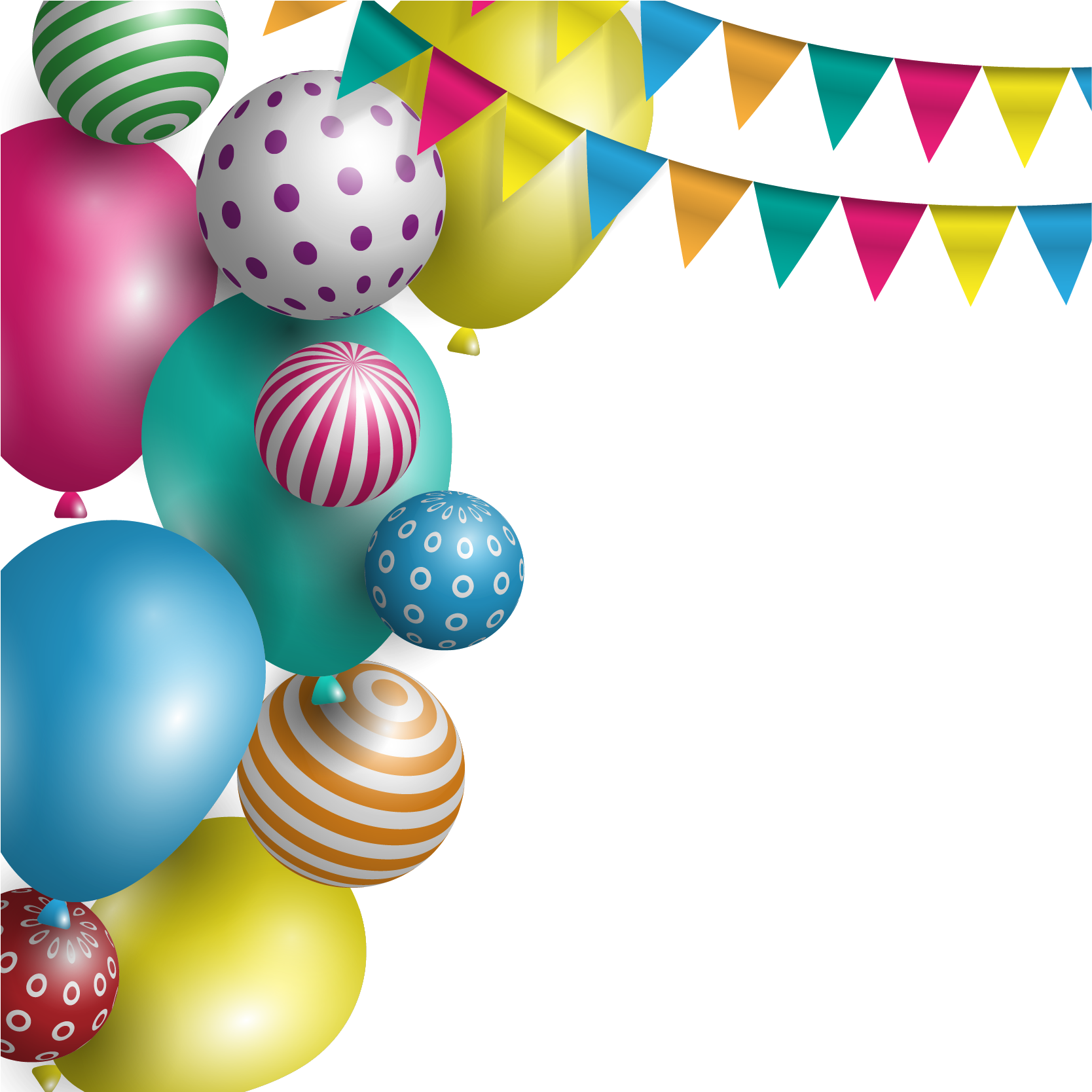 Balloon Party Birthday - Happy Birthday Background Clipart (2004x2116), Png Download