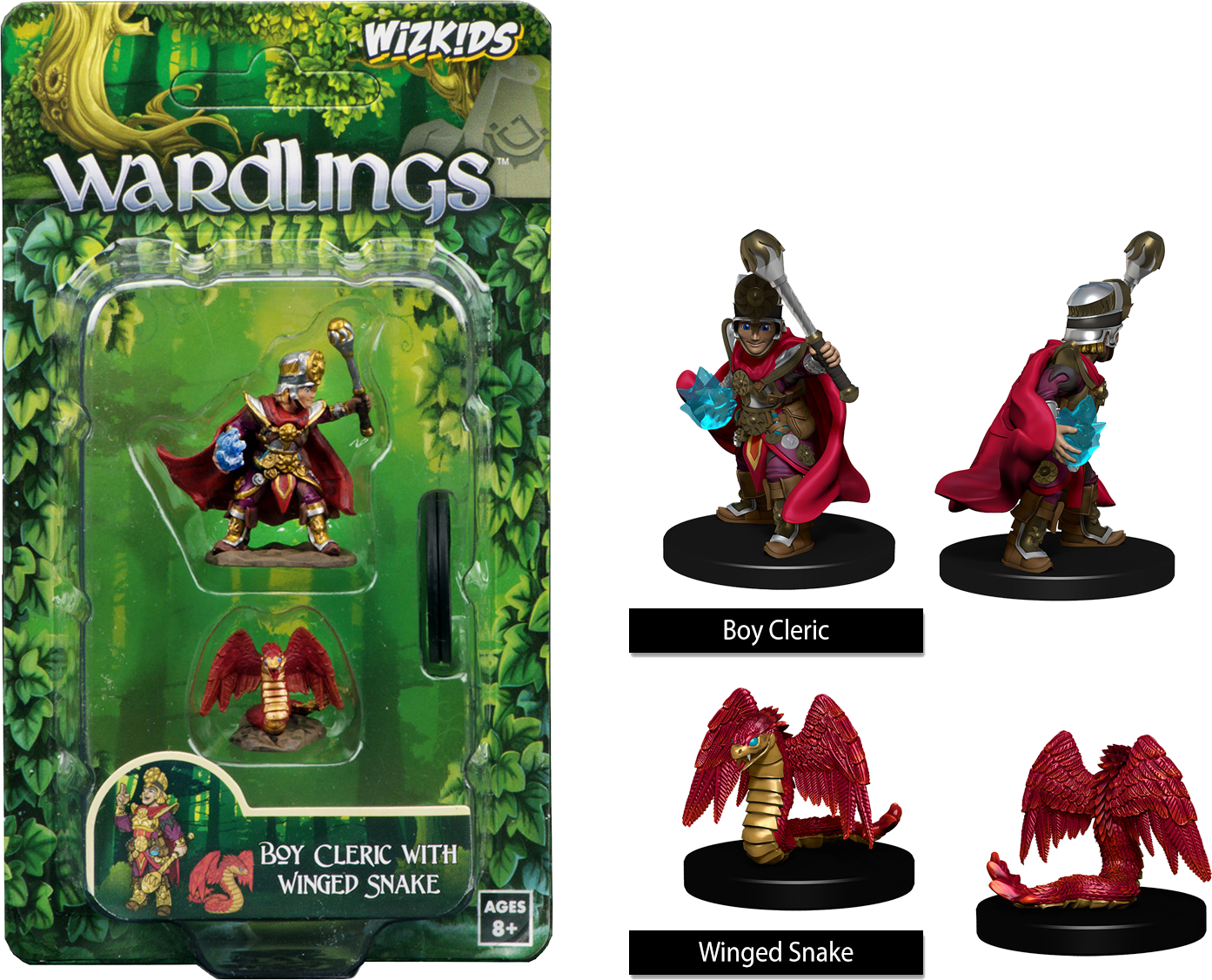 Wizkids Wardlings Painted Miniatures Cleric Boy & Winged - Wizkids Miniatures Painted Clipart (1393x1126), Png Download