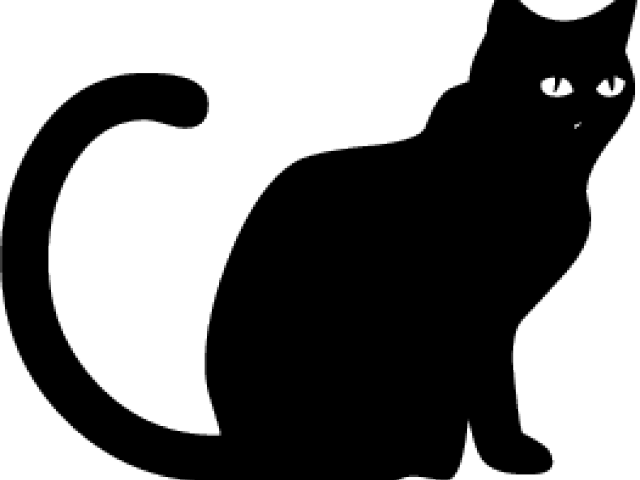 Black Cat Silhouette - Cat Sitting On Wall Art Clipart (640x480), Png Download