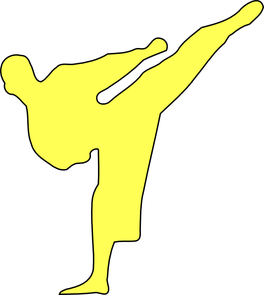 Martial Arts Silhouettes Yellow Clipart (534x597), Png Download