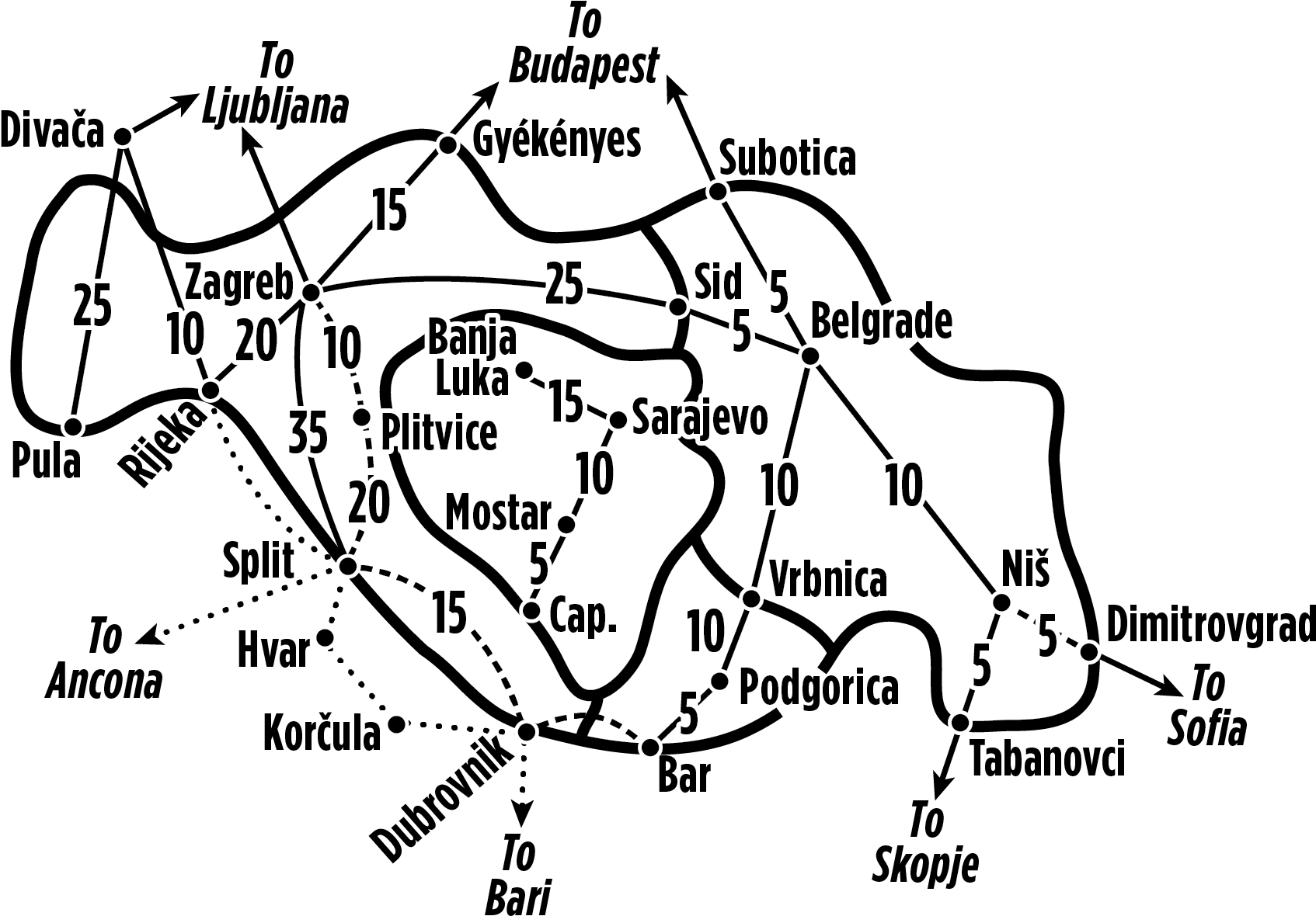 Balkans Rail Passes - Croatia Train Map Clipart (2000x1337), Png Download