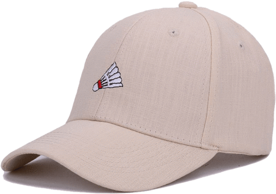 A Beige Baseball Cap That Shows A Badminton Shuttlecock - Baseball Cap Clipart (600x600), Png Download