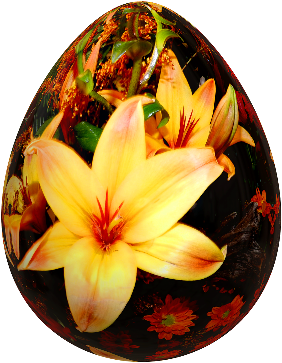 Huevos De Pascua Con Flores Clipart (1057x1280), Png Download