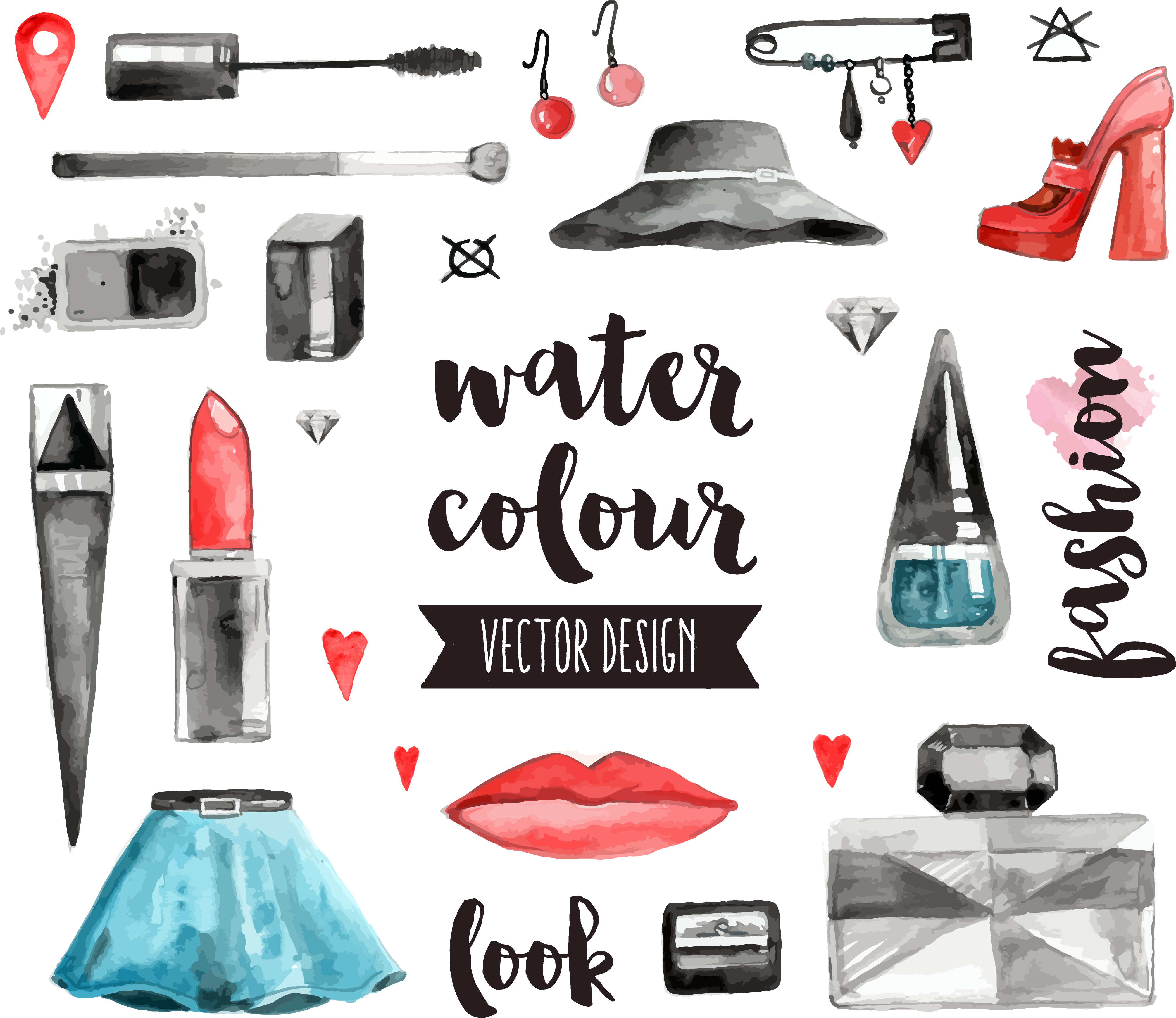 Collection Of Free Makeup Download On Ubisafe - Hand Drawn Watercolor Icons Clipart (4022x3482), Png Download