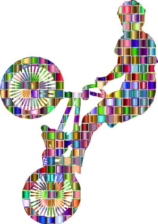 Bmx Bicycle Sports Cycling - Mosaic Silhouettes Clipart (530x750), Png Download