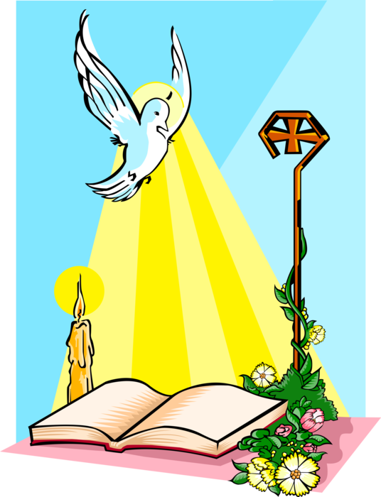 Vector Illustration Of Holy Spirit Dove Descending Clipart (536x700), Png Download