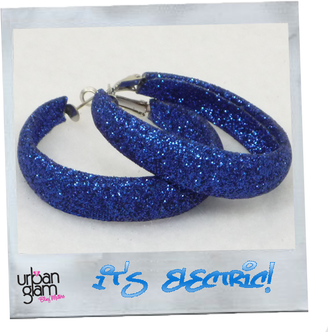 Blue Glitter Hoop Earrings - Royal Blue Hoop Earrings Clipart (700x700), Png Download