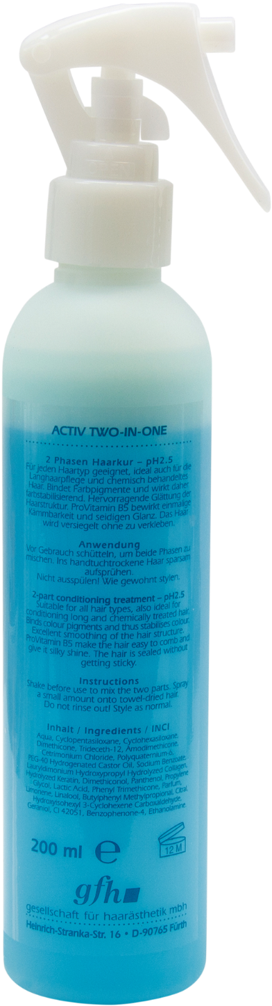 Gfh Activ Two In One Conditioner 200ml For Human Hair - Plastic Bottle Clipart (659x1600), Png Download