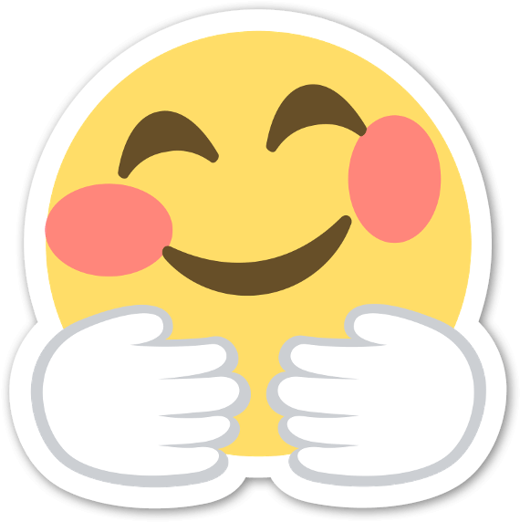 Hugging Face Sticker - Transparent New Year Emoji Clipart (600x600), Png Download