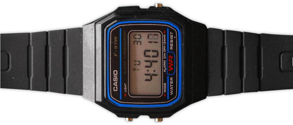 Internal Modification Changes The Water Resistance - Casio F 91w Black Clipart (1024x515), Png Download