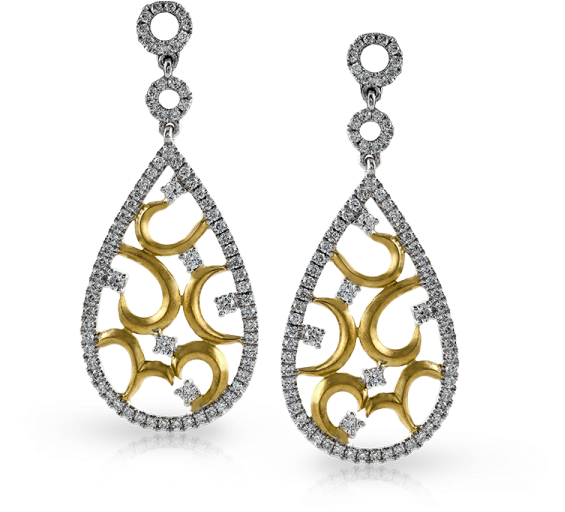 14k Gold Two-tone Diamond Earrings - Earrings Clipart (600x600), Png Download