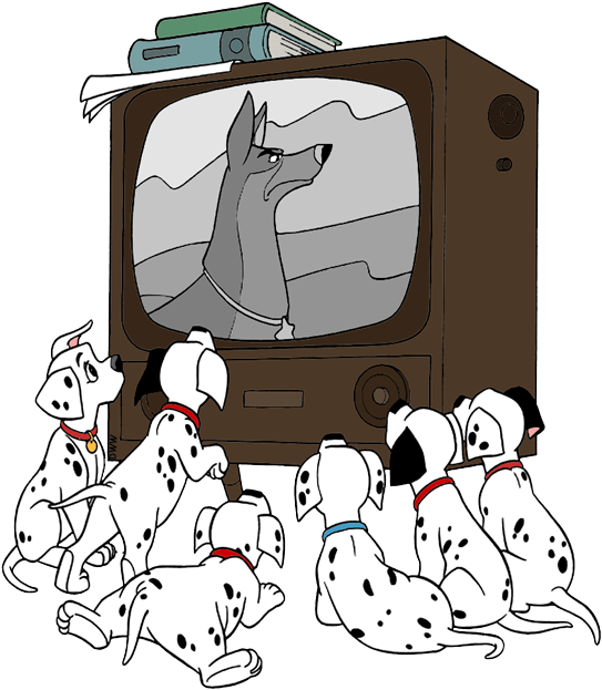 101 Dalmatians Puppies Clip Art Disney Clip Art Galore - Disney Characters Watching Tv - Png Download (550x635), Png Download
